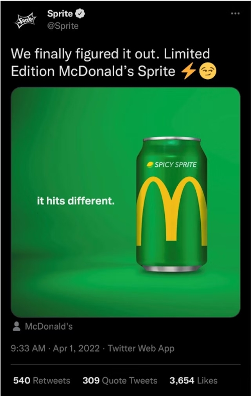 chiến dịch marketing ngày cá tháng tư của McDonald's và Sprite