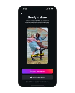 Chia sẻ trực tiếp lên Facebook và Instagram meta edits