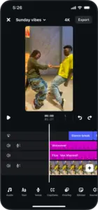 chỉnh sửa chuyên nghiệp với timeline trên meta edits